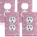 4 Pcs Shiny Rhinestones Wall Plate Light Switch Cover Outlet Covers Wall Plate Cover Light Switch Decorative Bling for Home Ornaments(Pink)