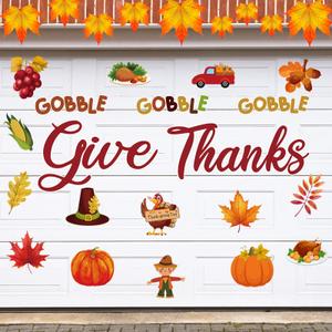 Xuhal 20 Pcs Thanksgiving Garage Door Magnets Decoration Fall Magnets for Garage Door Autumn Outdoor with Grateful Blessed Thankful Magnet Sticker for Car Refrigerator(Give Thanks)