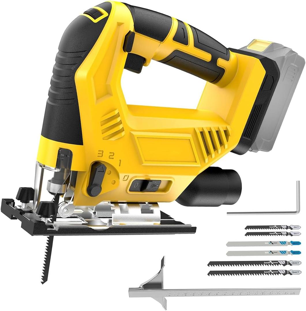 Cordless Brushless Jig Saw Compatible with Dewalt 20V MAX Battery(No Battery), 7 Speeds, 2900RPM, LED, 45 Bevel Cuts, 3 Orbital Action, with Jigsaw Blades for Straight, Curve, Circle Cutting
