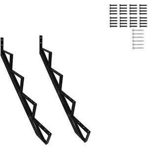 35 Inch Black Steel Stair Step Riser, 4-Step Metal Stair Stringer, 2 Pack Steel Stair Stringer for 35" Height Deck and Outdoor Steps