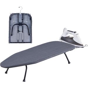 Foldable Table Top Ironing Board with Iron Rest, Portable Ironing Board Small with Heat Resistant Cotton Cover, Mini Iron Board for Small Space and Travel, 31"x12", Black (Blcak)