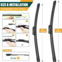 Windshield Wiper Blades Replacement for Mazda CX5 CX9 2017 2018 2019 2020 2021 2022 2023 Original Factory Quality Front Rear Wiper Blade Set - 24" 18" 14" (Set of 3)