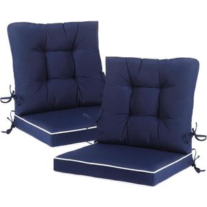 Outdoor Patio Chair Cushions Set of 2, Water Resistant Square Seat/Back Cushions with Ties, All Weather 36"x20" Seating Cushions for Outdoor Furniture