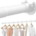 Closet Rods for Hanging Clothes, 17 to 99 Inches Stepless Adjustable Metal Closet Rod, 1.3 Inches Heavy Duty Clothes Hanging Rod for Closet Wardrobes Laundry RV (17-99IN, Matte White)