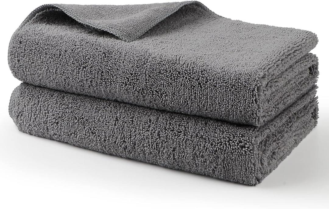 HOMEXCEL Professional Large Microfiber Car Drying Towels 2 Pack, Lint Free, Scratch Free, Highly Absorbent Drying Towel for Cars, SUVs, RVs, Trucks, and Boats,31" x 24",Grey