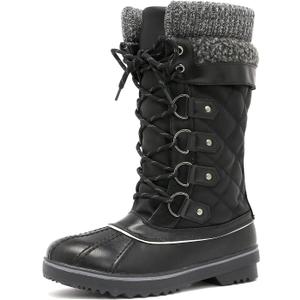 DREAM PAIRS Women's Mid-Calf Waterproof Winter Snow Boots MONTE_02 (7, Black)