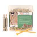 T.K.Excellent Deck Screws 3 Inch Wood Screws #10 x 3, 315 Pcs, Rust Resistant Structural Screws Tan Exterior Fence Screws Torx Drive Screw, Two T25 Bits, Brilliant Yellow Ruspert Coating Rust Proof