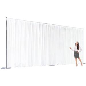 Extra Wide Two Layers One Piece Trade Show Booth Backdrop, White, 25x8ft, 96"W x 300"L