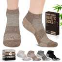 Diabetic Socks for Men,4 Pairs Low Cut Bamboo Viscose Wide Mens Diabetic Socks Size 9-12 10-13(Deep Grey+Brown+Beige+Black-Large)