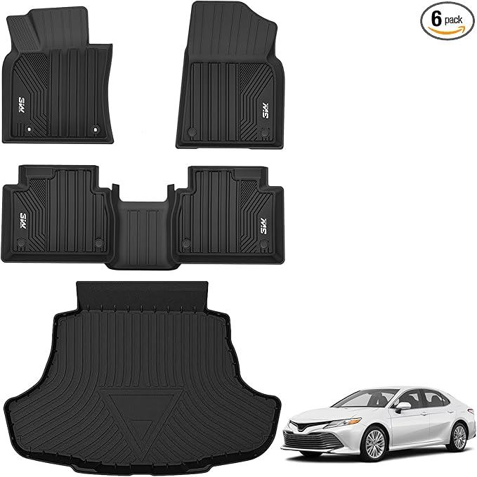 3W Floor Mats & Cargo Liner Fit Toyota Camry 2018-2024 FWD (Not for Hybrid or AWD), TPE All Weather Custom Fit Floor Liner, Camry L/LE/SE/TRD/XLE/XSE