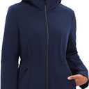 ROYAL MATRIX Women's Waterproof Rain Jacket Lightweight Hooded Breathable Windbreaker Softshell Jacket (Blue, L)