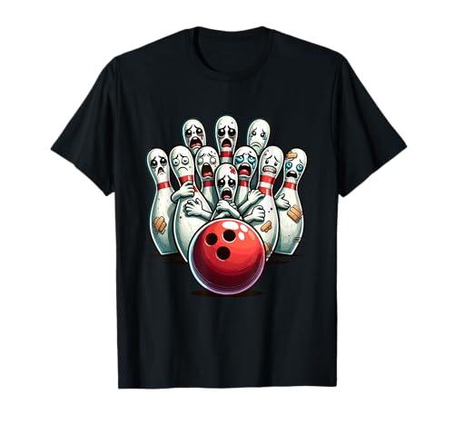 Funny Bowling Pin Faces for Bowling Lover, Men Kids Bowler T-Shirt XL Women