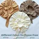 Large Polyester Bonnet for Sleeping Women Curly Hair Bonnet with Elastic Tie Band Hair Wrap Sleep Cap Adjustable Night Cap (Ivory)