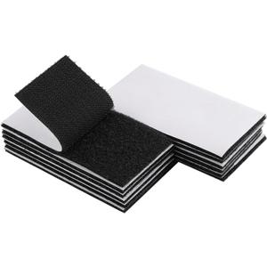 Melsan 2x4 Inch Adhesive Square Hook and Loop Tape - 12 Sets - Sticky Back Fastener for Indoor or Outdoor Use - Instead of Holes and Screws, Black