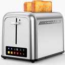Touch Screen Toaster 2 Slice Retro Stainless Steel,Best Prime 2 Slice Toaster Wide Solt wit h 6 Shade Settings, Perfect for Waffles, Bagels and More 238TC(Silver)
