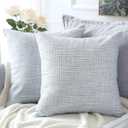 OTOSTAR Linen Throw Pillow Covers Set of 2 Decorative Square Pillowcases Cushion Covers 11.5 x11.5 Inch for Home Decor Sofa Bedroom Car 29 x 29 CM Blue Grey