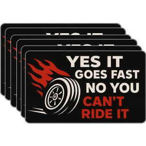 6Pcs Yes It Goes Fast, No You Can't Ride It Sticker - Yes It Goes Fast, No You Can't Ride It Bumper Sticker - 5"x3" Phone Stickers, Premium UV Printing  Vibrant & Long-Lasting Colors Laptop Stickers