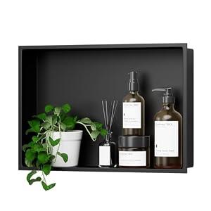 Greenspring 18" X 12" Shower Niche Insert Tile Ready, Niche for Shower Wall, Stainless Steel Recessed Shelf No Tile Needed for Bathroom Storage, Matte Black