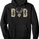 Old School Camo Dad Hunting, Camouflage Deer Father's Day Pullover Hoodie, Size XL