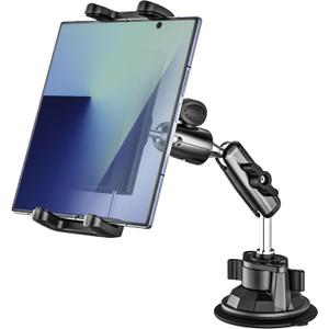 Z Fold Car Holder, [Super Suction Cup] Dashboard Windshield Mount for Foldable Phone, 360 Metal Arm Truck Tablet Phone Stand for Galaxy Z Fold 7 6 5 4 3 2, Pixel Fold, Galaxy Tab, 4-13" Device