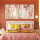 SOUGUAN Pink and Gold Pictures Canvas Wall Art for Bedroom Abstract Hand Paintings Home Decor for Bedroom Kitchen Office Wall Decorations Ready to Hang 30 x 60 Inch, 58"l X 29"w