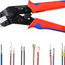 6 in 1 Wire Crimping Tool, Amliber AWG 28-16 Wire Crimper for Non-Insulated Open Barrel Terminal Connectors, Electrical Crimping Pliers for Molex Dupont JST Deutsch DELPHI AMP TYCO TE Terminals