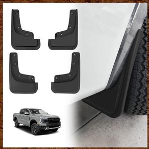 Muslogy Mud Flaps Splash Guards Compatible with Ford Ranger 2024 2025 2026 Accessories Auto Parts Heavy Duty Fender Front & Rear Mudguard 4PCS Fit Ranger XL, XLT, Lariat (Won't Fit Raptor)