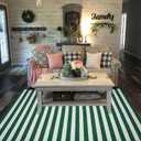 St. Patrick's Day Striped Outdoor Rug Green and White Porch Rug 4' x 6' Spring Doormat Layered Welcome Mat for Farmhouse Spring Front Porch Entryway Decor