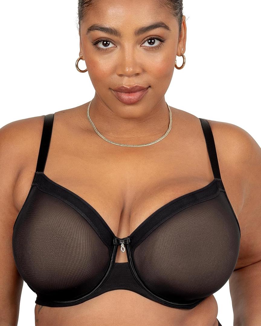 Sheer Mesh Full Coverage Unlined Underwire Bra, 42DDD