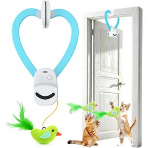 Interactive Cat Toys for Indoor Cats: Automatic Flying Bird Feather Wand Chase Exercise Enrichment Stimulation, USB Rechargeable Durable Safe Hanging Toy for Bored Kittens Adult Multi Cat Households