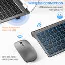 TopMate Wireless Keyboard and Mouse Ultra Slim Combo, 2.4G Silent Compact USB 2400DPI Mouse and Scissor Switch Backlit Keyboard Set, for PC/Laptop/Windows/Mac/Gaming - Gray Black