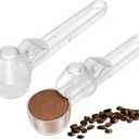Coffee Scoop & Funnel for Reusable K Cup Refillable Coffee Pods, Coffee Measuring Spoon 2 Tablespoon Capacity, Scoop with Funnel for Ground Coffee, Protein Powder, Tea (Clear, 2 Pack)