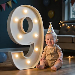 imprsv Marquee Numbers, 3FT Light Up Number for 9th Birthday Party Decorations, Mosaic Numbers for Balloons, Large Cardboard Sign, Nine Balloon Frame, Number Blocks Birthday Party