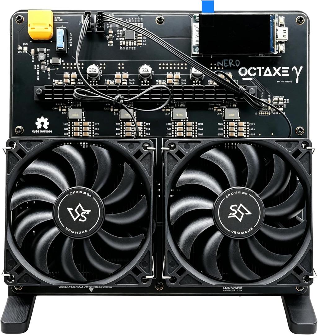 NerdOCTaxe Bitcoin Miner, Upgraded ASIC Miner 9.6TH/s 16.6J/TH Efficiency 160W Low Power, 2.4G Signal & Quiet Dual Fan Open-Source Crypto Machine for BTC Mining