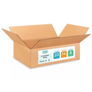 Large Shipping & Moving Boxes 20 x 14 x 6 inches (5-Pack) - Extra Strength 200 lb vs Regular - USA-Made Corrugated Durable Large Moving Boxes - Shipping Box for USPS - Packing Box by IDL Packaging