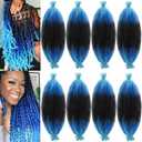 8 Packs Springy Afro Twist Hair 12 Inch Marley Twist Braiding Hair Ombre Blue Marley Hair for Black Women Short Marley Twists Hairstyles Kinky Braiding Pre Stretched
