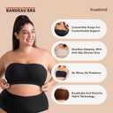 Truekind Wireless Strapless Bra, Bandeau Bra, Small to Plus Size Strapless Bras for Women, Tube Top (Black, M)