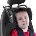 Car Headrest Pillow Adjustable Road Pal Headrest, Head Neck Support Pillow, Travel Sleeping L Shaped Design for Kids and Adults, Only Suitable for Car Seat Headrest with Poles, Black