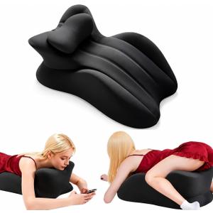Intimacy Couples Pillow, 27 Ergonomic Memory Foam Wedge Pillow-Reading Reclining Positioning Support,Contoured Waist Neck Back Support Bed Rest-Removable Cover, 22.8 X 15 X 9 Inches