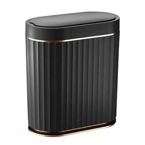 ELPHECO Black Bathroom Trash Can with Lid 2 Gallon Sensor Trash Bin, Automatic Narrow Garbage Can, Waterproof Smart Trash Can, Slim Motion Sensor Waste Bins for Bathroom, Living Room, Office