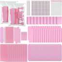 50 Sets Disposable Pedicure Kit Individually Package 5 in 1 Pedicure Tools Pumice Stone Nail File 80/100 Grit Mini Buffer Toe Separator Cuticle Pusher Clear Bag for Salon Home(Pink)