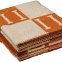 Letter H Sofa Cover Blanket Plaid Soft Warm and Comfortable air Conditioning Blanket Travel Essentials Ladies Gift Bed Sofa Sheets Quilt Size 50x70 inches. (Black)