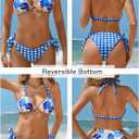 CUPSHE Women's Bikini Sets Two Piece Swimsuit V Neck Reversible Bottom Halter Self Tie Back Hook (Green, L)