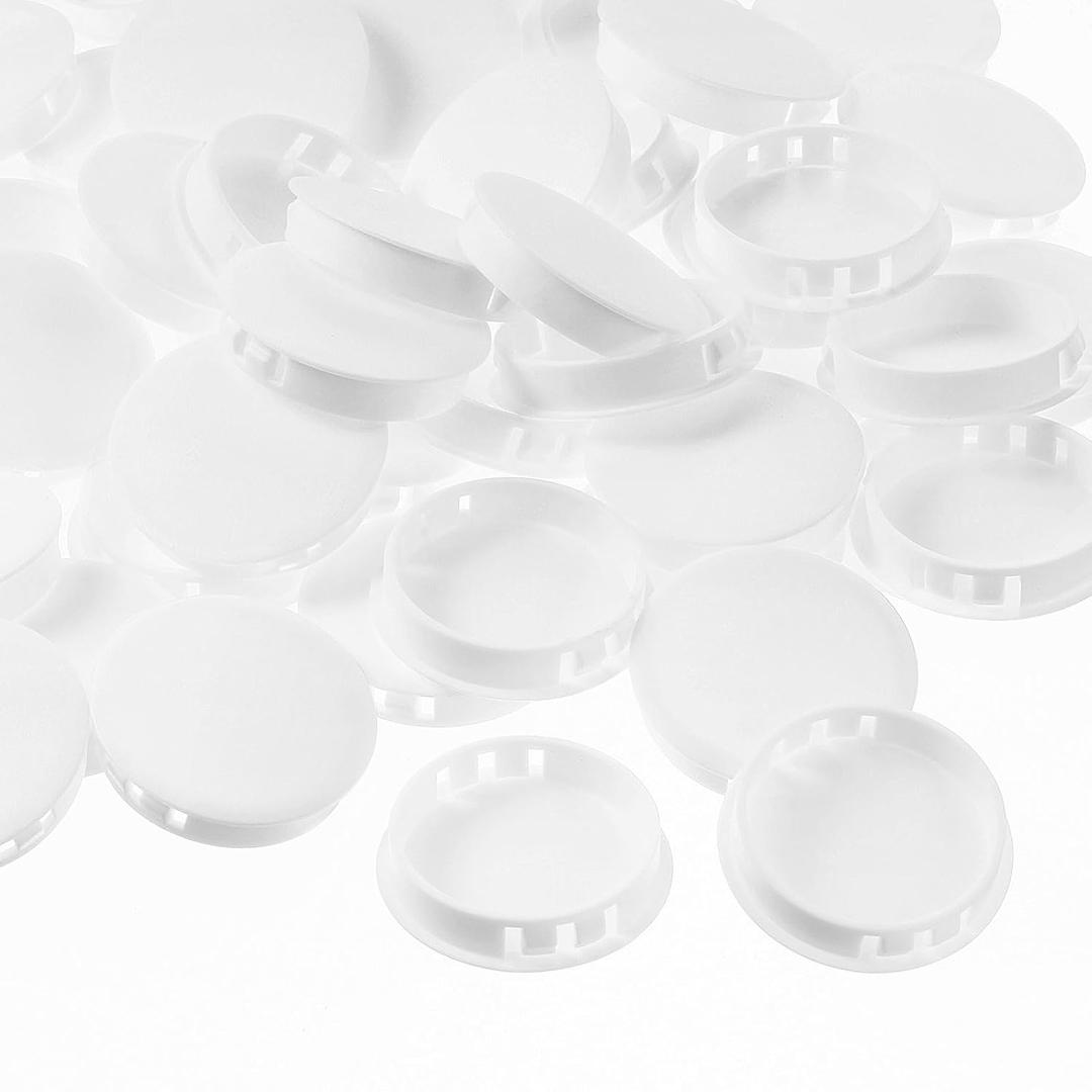 2 x 50 Pcs Plastic Hole Plugs White Screw Cover Snap in Locking Plug Flush Type Panel Round for Kitchen Furniture Chair Cabinets Hole(2 Inch, , 50), ZJ-Plastic Plugs06