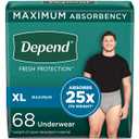 Depend Fresh Protection Adult Incontinence Disposable Underwear for Men - Maximum Absorbency - Gray
