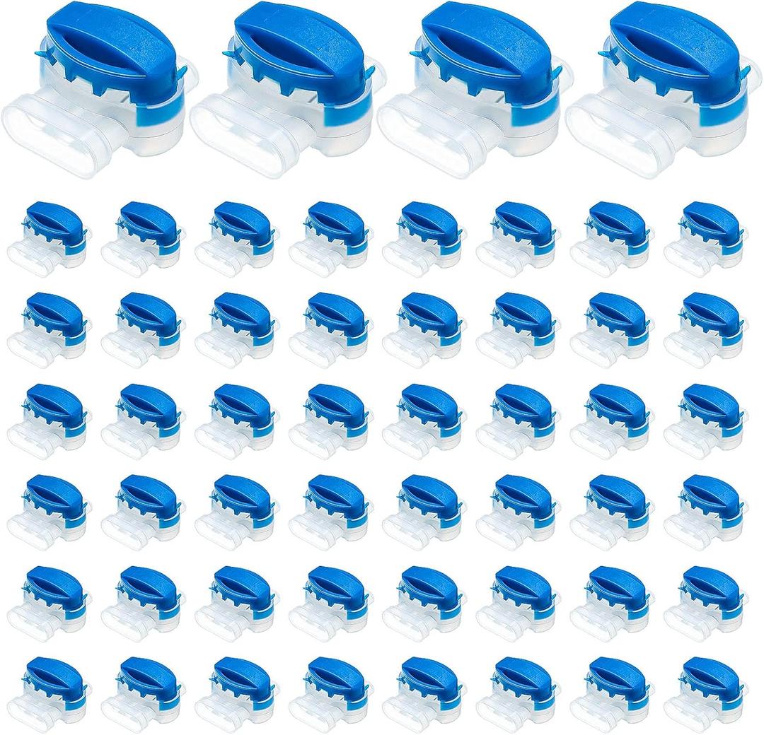 TOODOO 60 Pcs 3 Way Wire Connectors Locks Electrical IDC 314-box Wire Self-Stripping Pigtail Connectors for 22-14 AWG Cables Robotic Lawn Mowers Irrigation Application