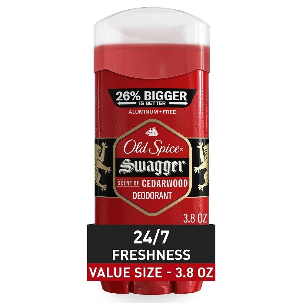 Old Spice Aluminum Free Deodorant for Men Red Zone Collection, Swagger Invisible Solid, Lime & Cedarwood Scent, 3.8 Oz,2 Pack