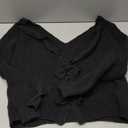 SOLY HUX Women's Sweaters Lace Bow Back Long Sleeve V Neck Pullover Casual Jumper Tops (Large, Pure Black)