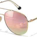 TJUTR Polarized Tangle Free Aviator Sunglasses for Women & Men, UV400 Protection Trendy Shades, No-Snag Metal Frame Glasses