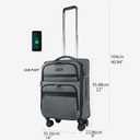 KROSER Softside Expandable Carry On Luggage with Front Business Pockets20 Inch Suitcases with Spinner Wheels & Built-in TSA Lock, Durable Suitcase Rolling Luggage with USB Port, Grey